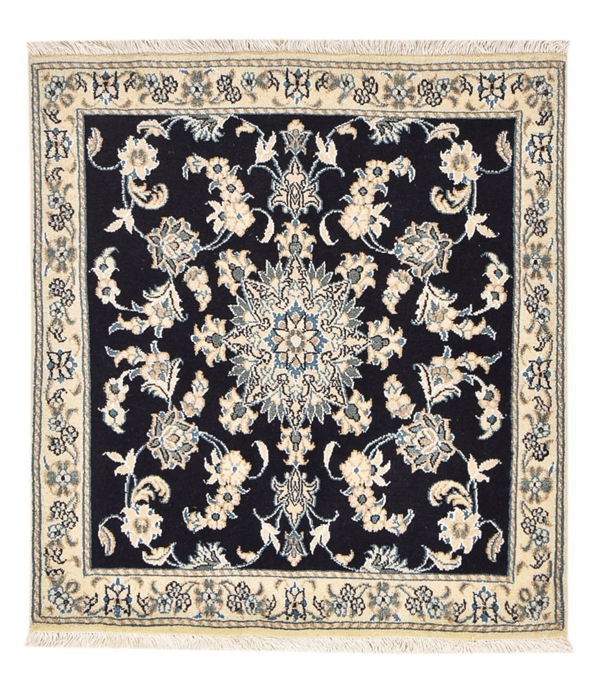 Tapis persan - Nain carré - 103 x 96 cm - bleu foncé