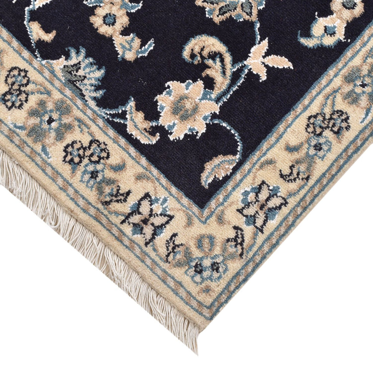 Tapis persan - Nain carré - 103 x 96 cm - bleu foncé