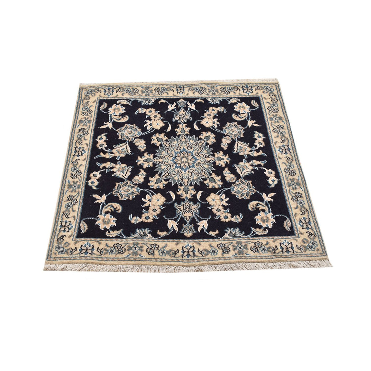 Tapis persan - Nain carré - 103 x 96 cm - bleu foncé