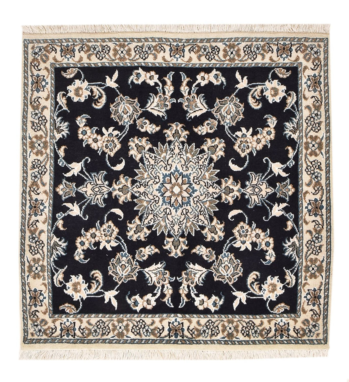 Tapis persan - Nain carré - 100 x 100 cm - bleu foncé