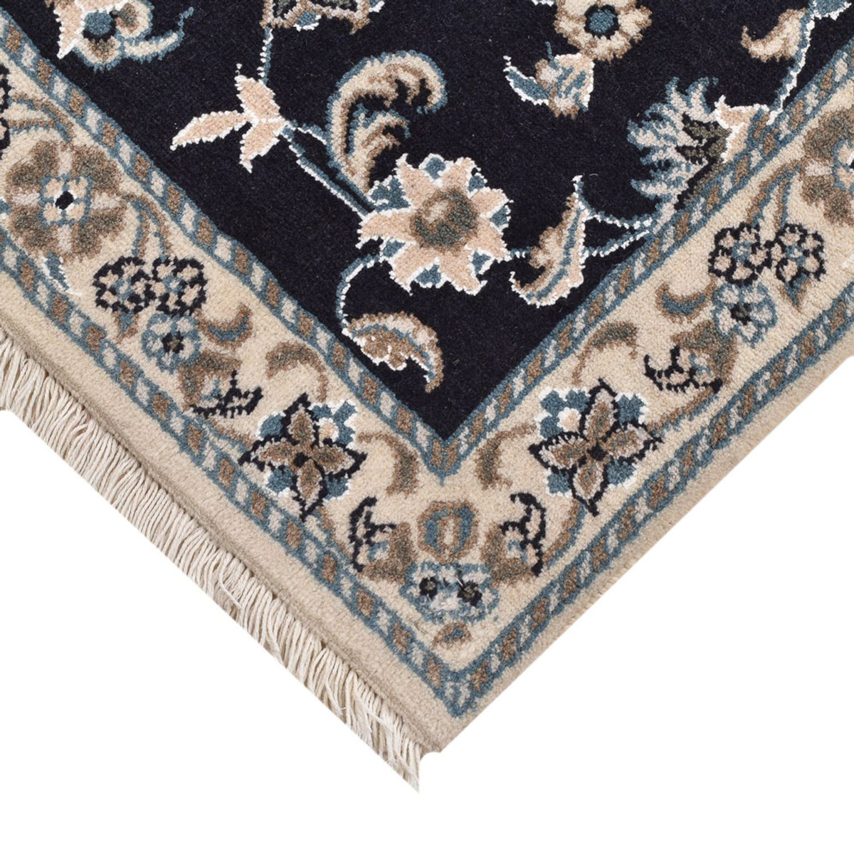 Tapis persan - Nain carré - 100 x 100 cm - bleu foncé