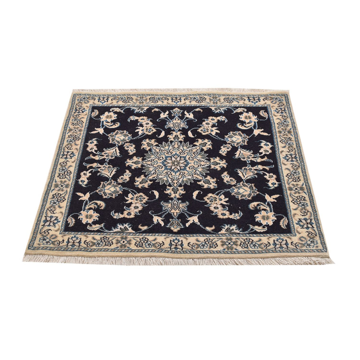 Tapis persan - Nain carré - 90 x 97 cm - bleu foncé