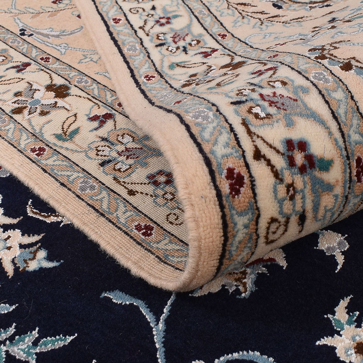 Tapis persan - Nain - Premium carré  - 206 x 206 cm - bleu foncé