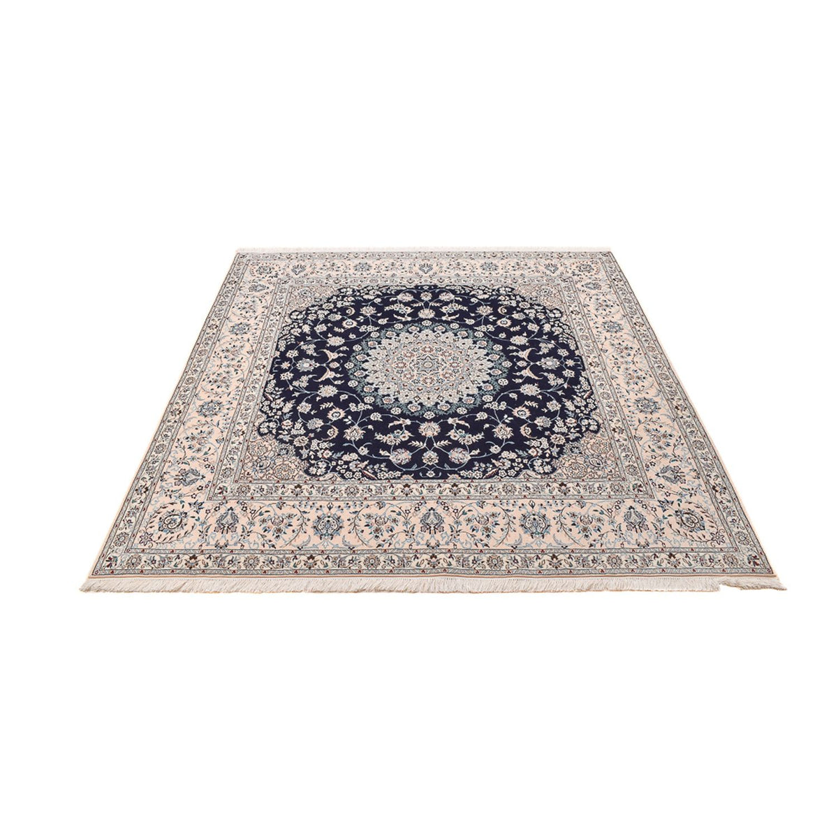 Tapis persan - Nain - Premium carré  - 206 x 206 cm - bleu foncé