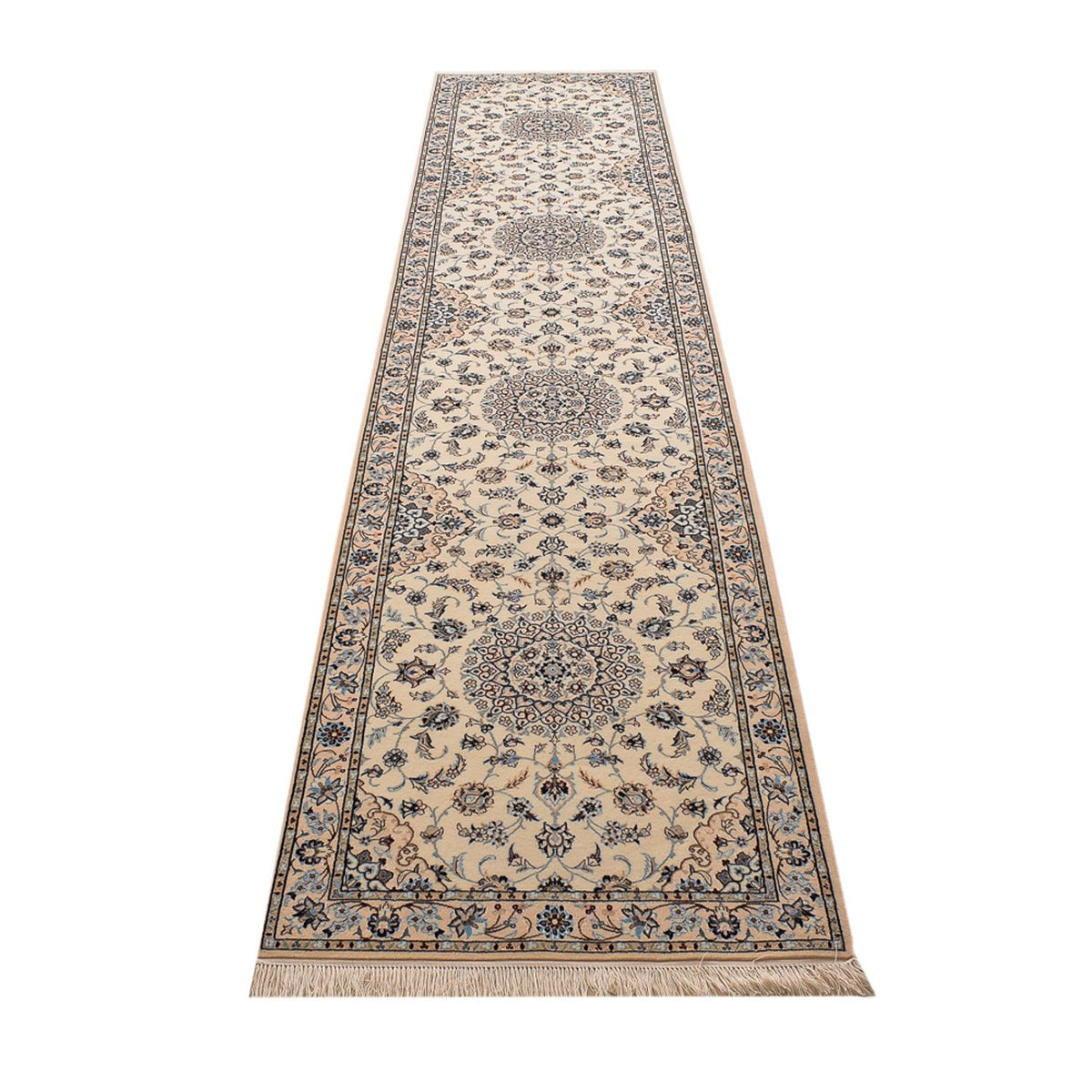 Tapis de couloir Tapis persan - Nain - Premium - 397 x 87 cm - beige