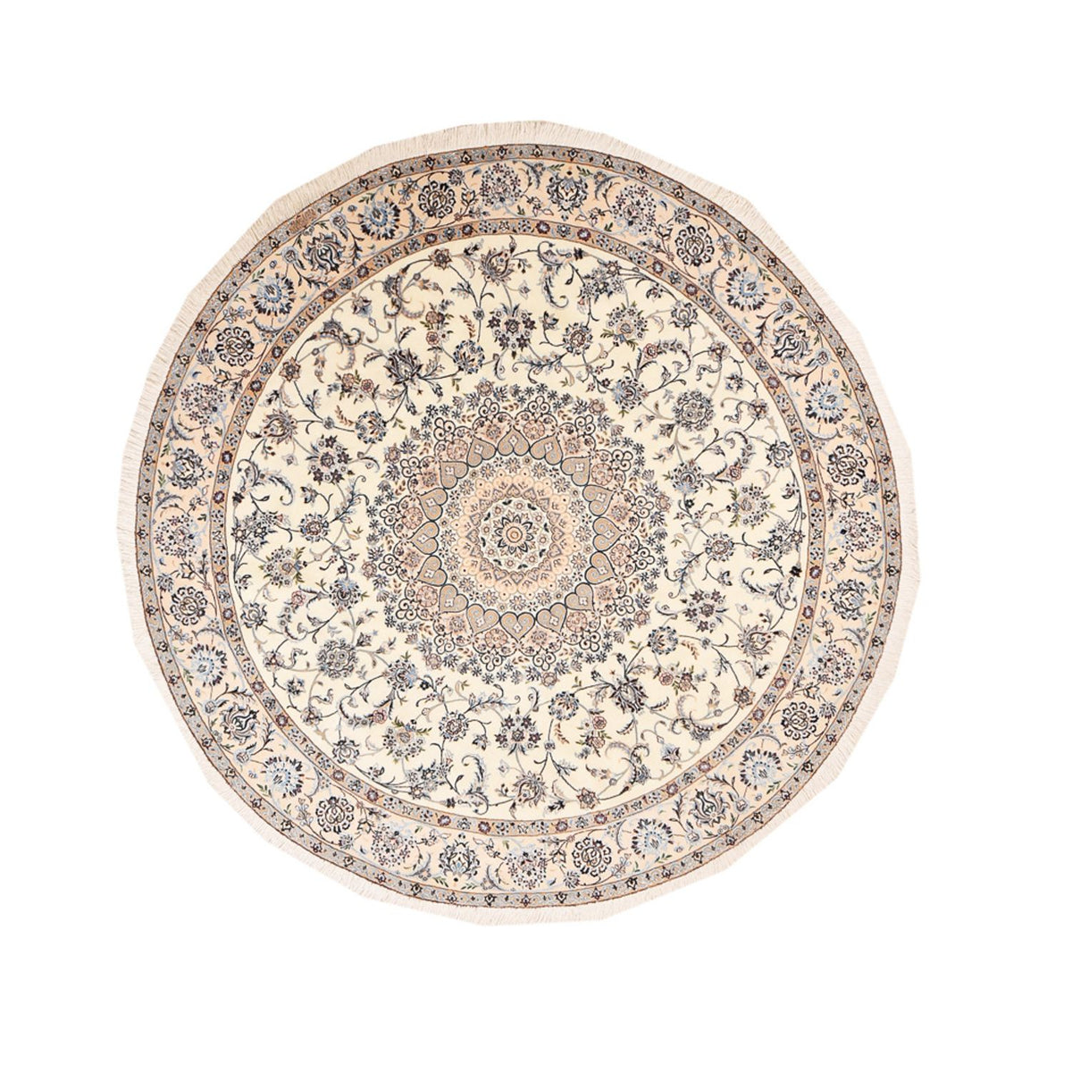 Tapis persan - Nain - Premium ronde - 252 x 252 cm - crème