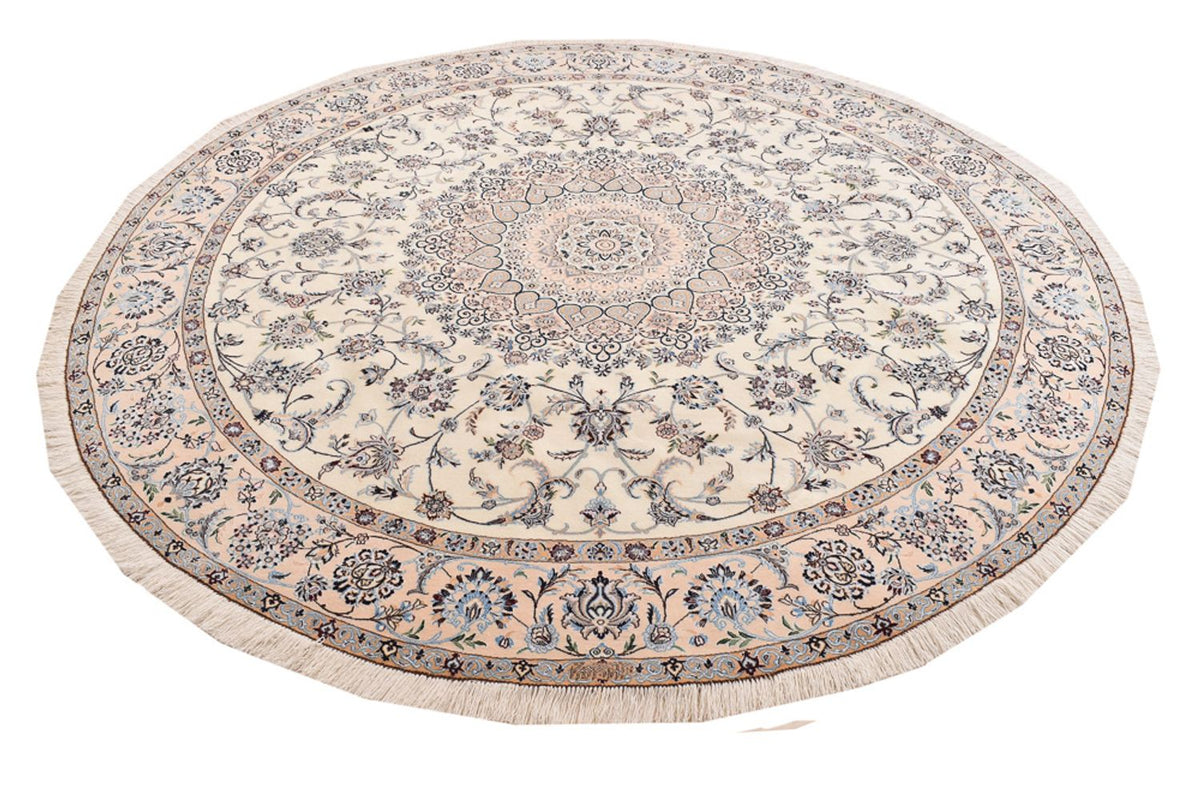 Tapis persan - Nain - Premium ronde - 252 x 252 cm - crème
