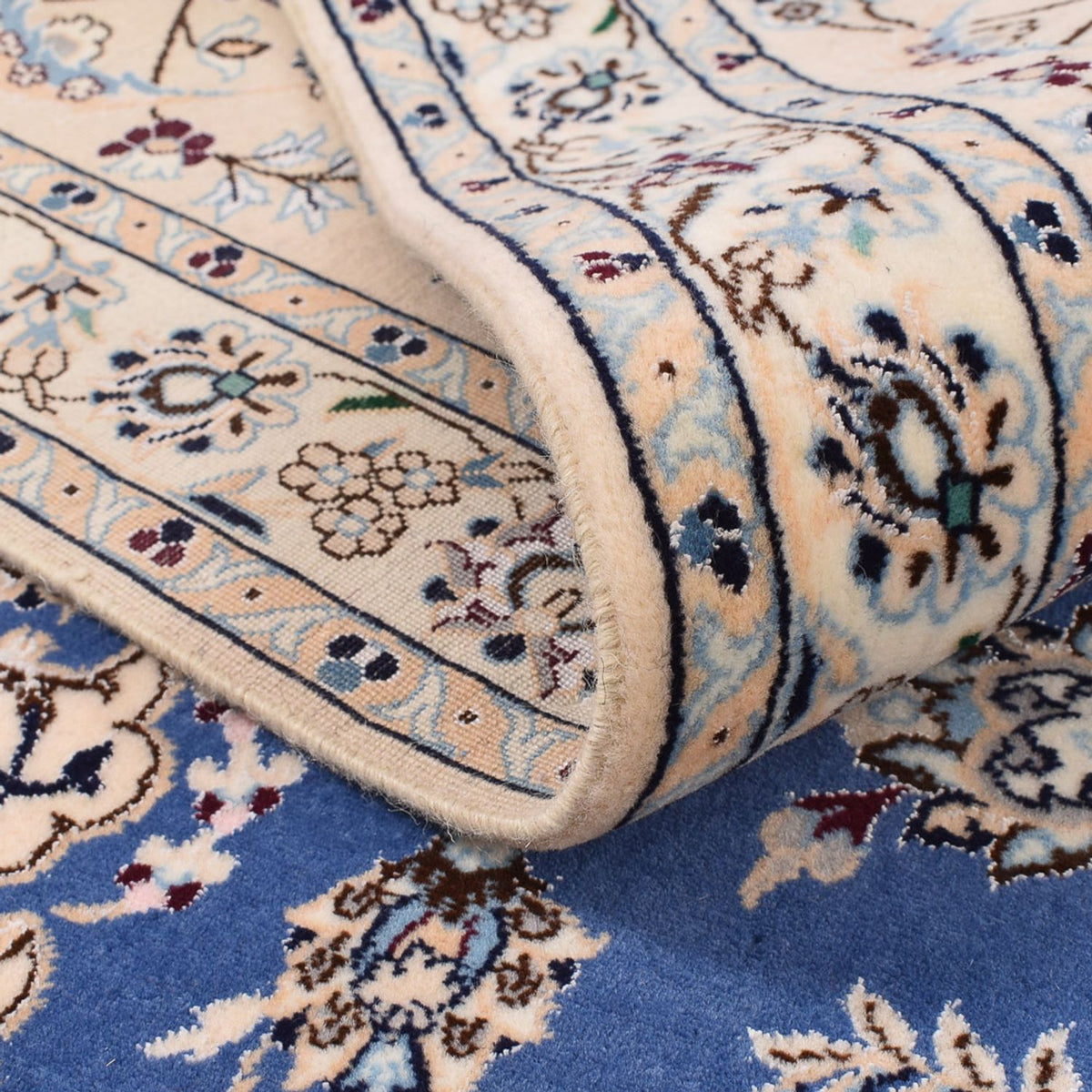 Tapis persan - Nain - Premium carré - 246 x 253 cm - bleu
