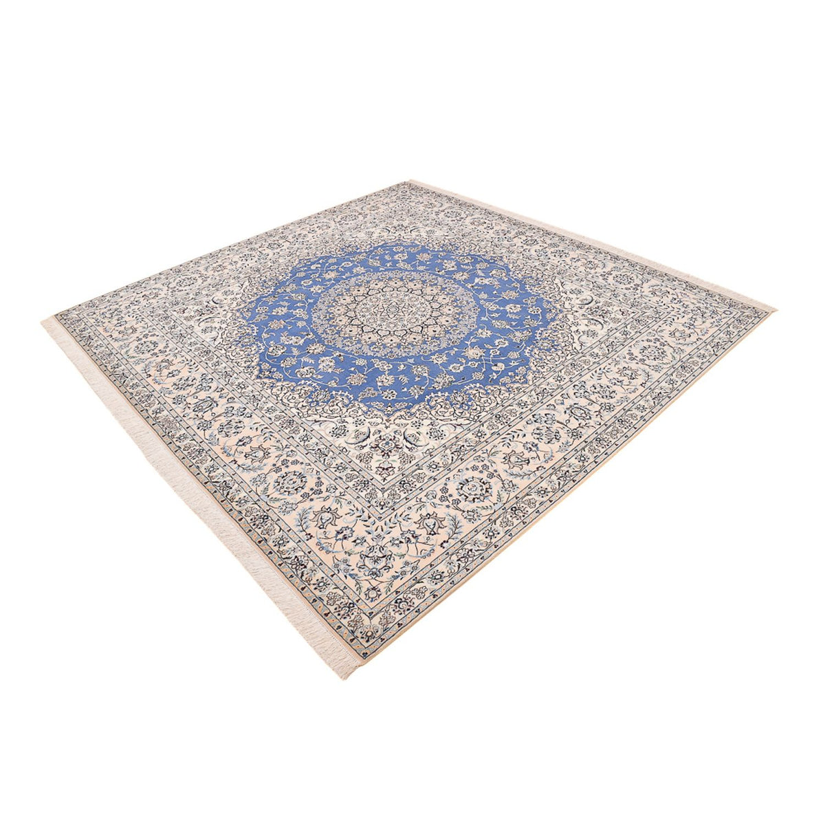 Tapis persan - Nain - Premium carré - 246 x 253 cm - bleu