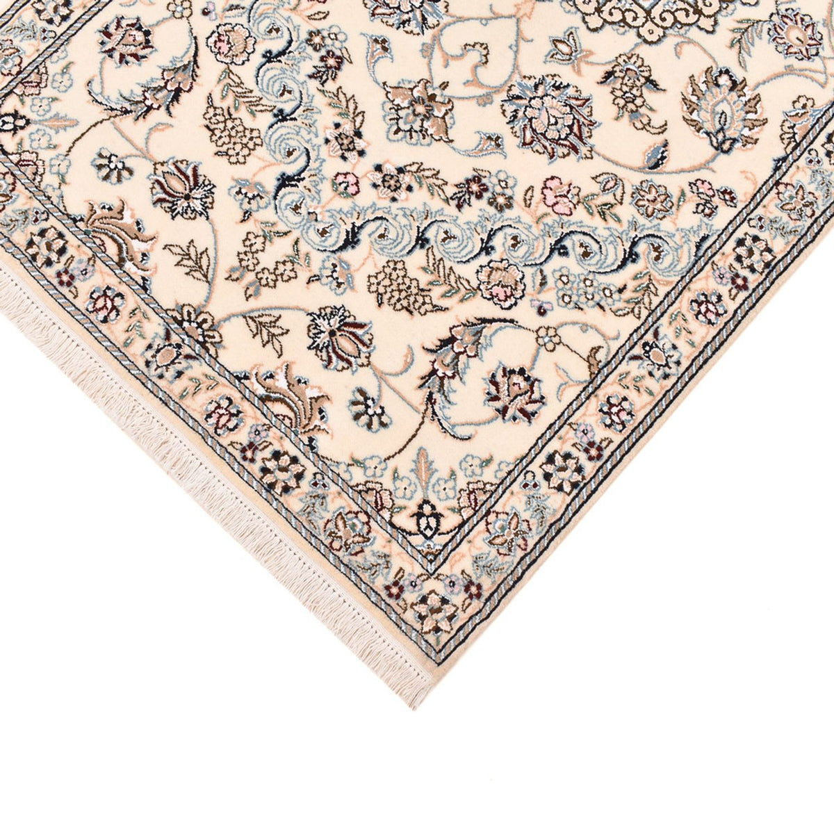 Tapis de couloir Tapis persan - Nain - Royal - 330 x 90 cm - blanc
