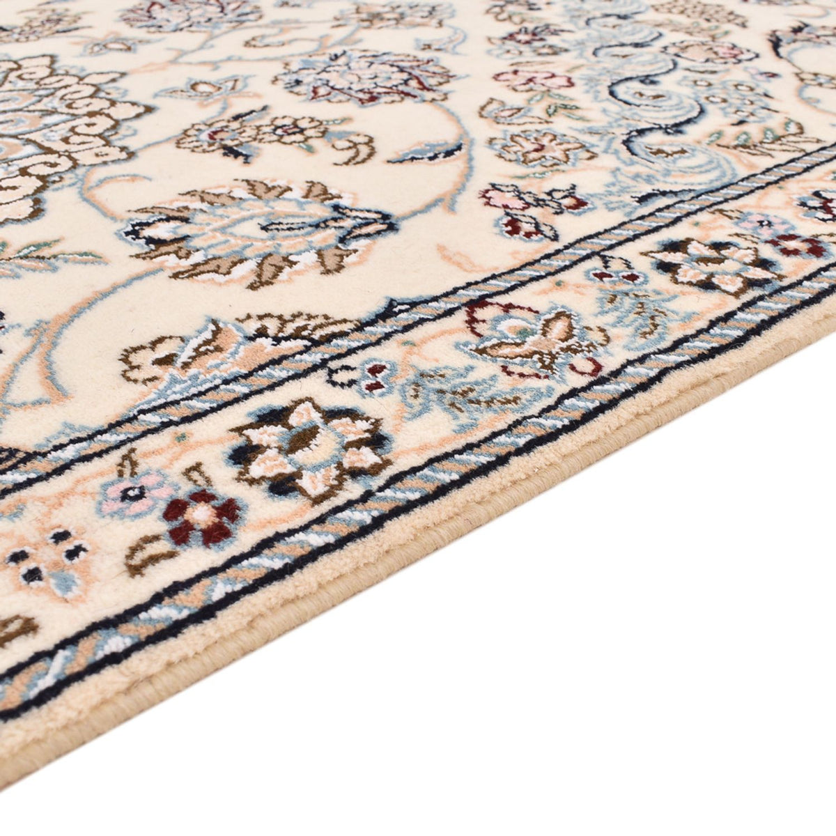 Tapis de couloir Tapis persan - Nain - Royal - 330 x 90 cm - blanc
