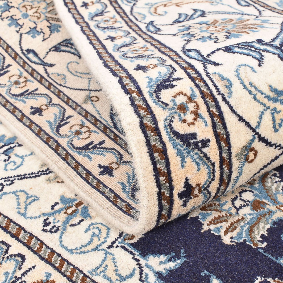 Tapis persan - Nain carré - 208 x 200 cm - bleu foncé