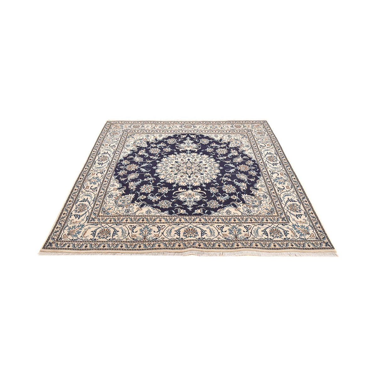 Tapis persan - Nain carré - 208 x 200 cm - bleu foncé