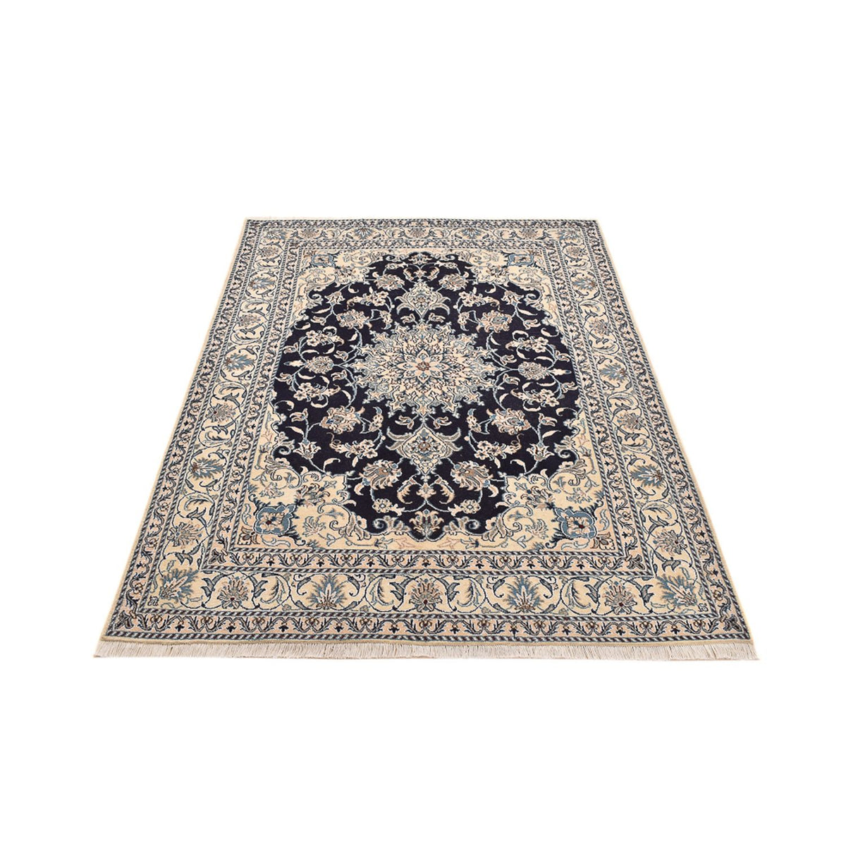 Tapis persan - Nain - 203 x 150 cm - bleu foncé