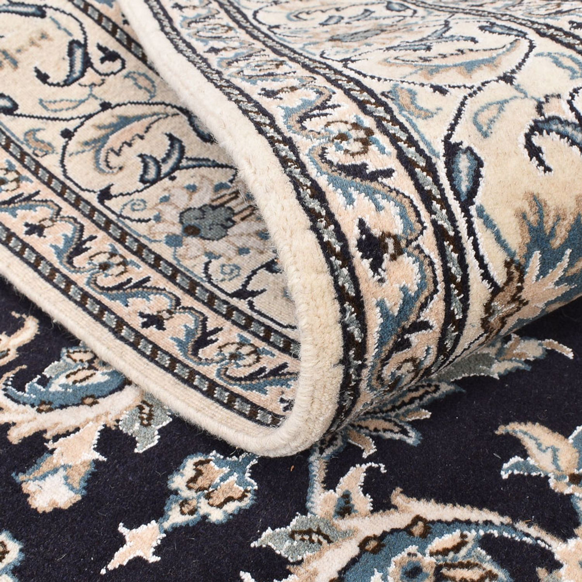 Tapis persan - Nain - 242 x 165 cm - bleu foncé