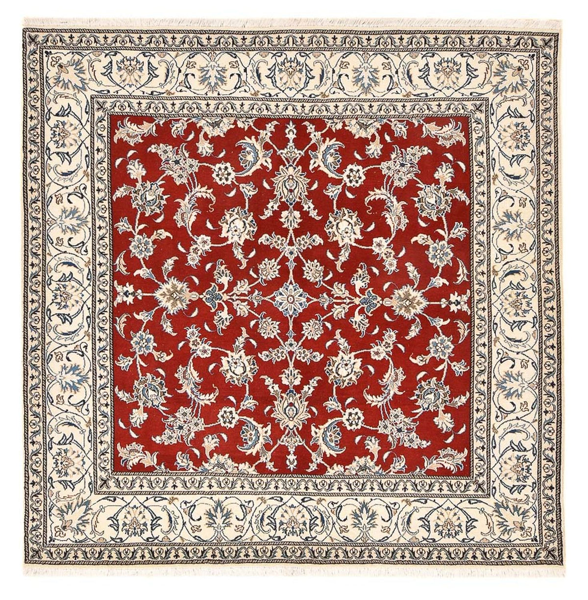 Tapis persan - Nain carré - 203 x 193 cm - rouge