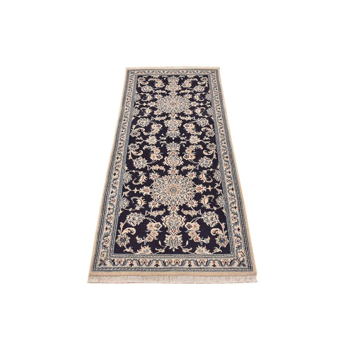 Tapis de couloir Tapis persan - Nain - 206 x 77 cm - bleu foncé