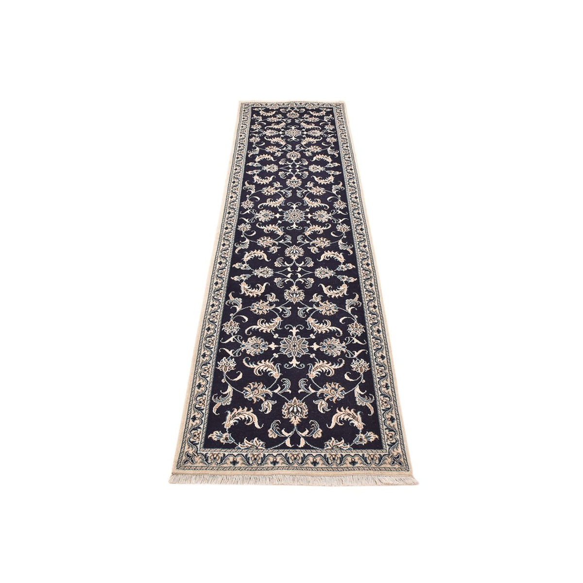 Tapis de couloir Tapis persan - Nain - 298 x 78 cm - bleu foncé