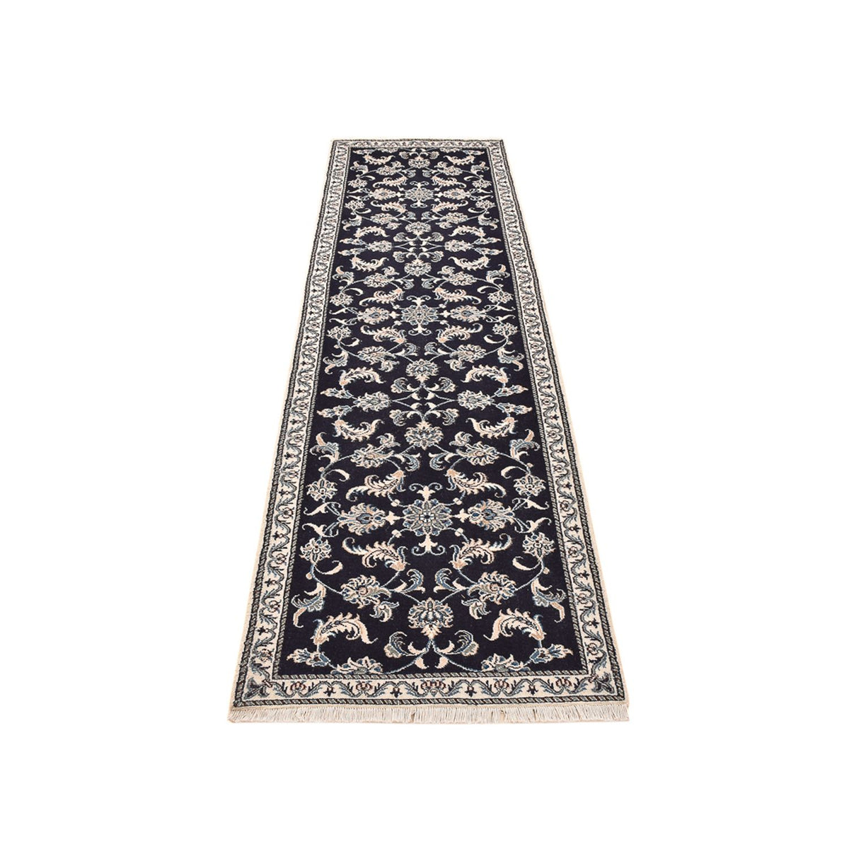 Tapis de couloir Tapis persan - Nain - 290 x 79 cm - bleu foncé