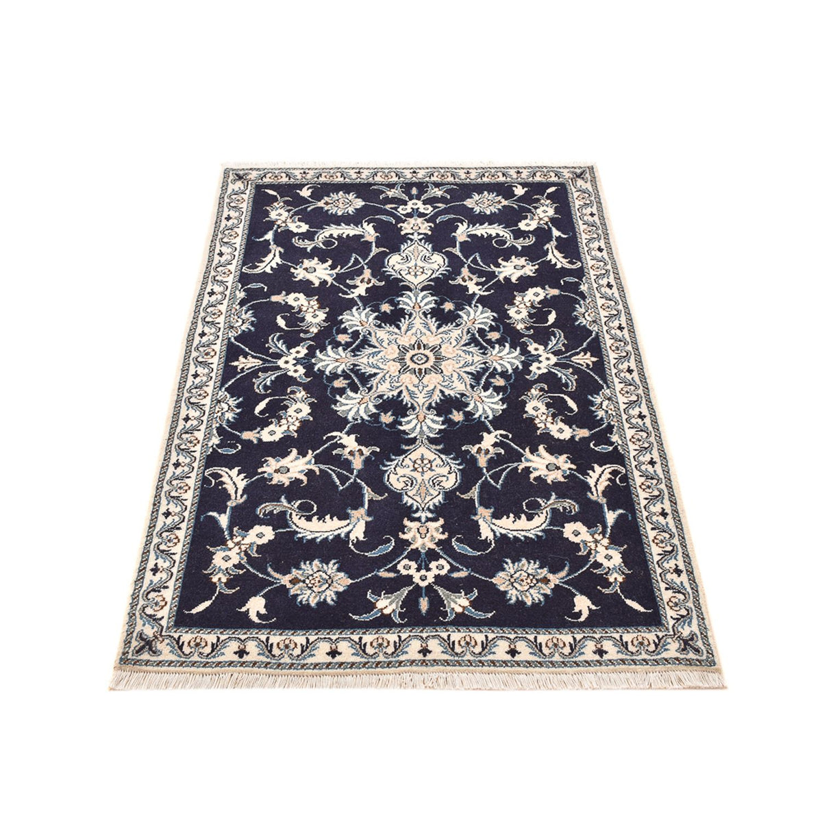 Tapis persan - Nain - 150 x 90 cm - bleu foncé