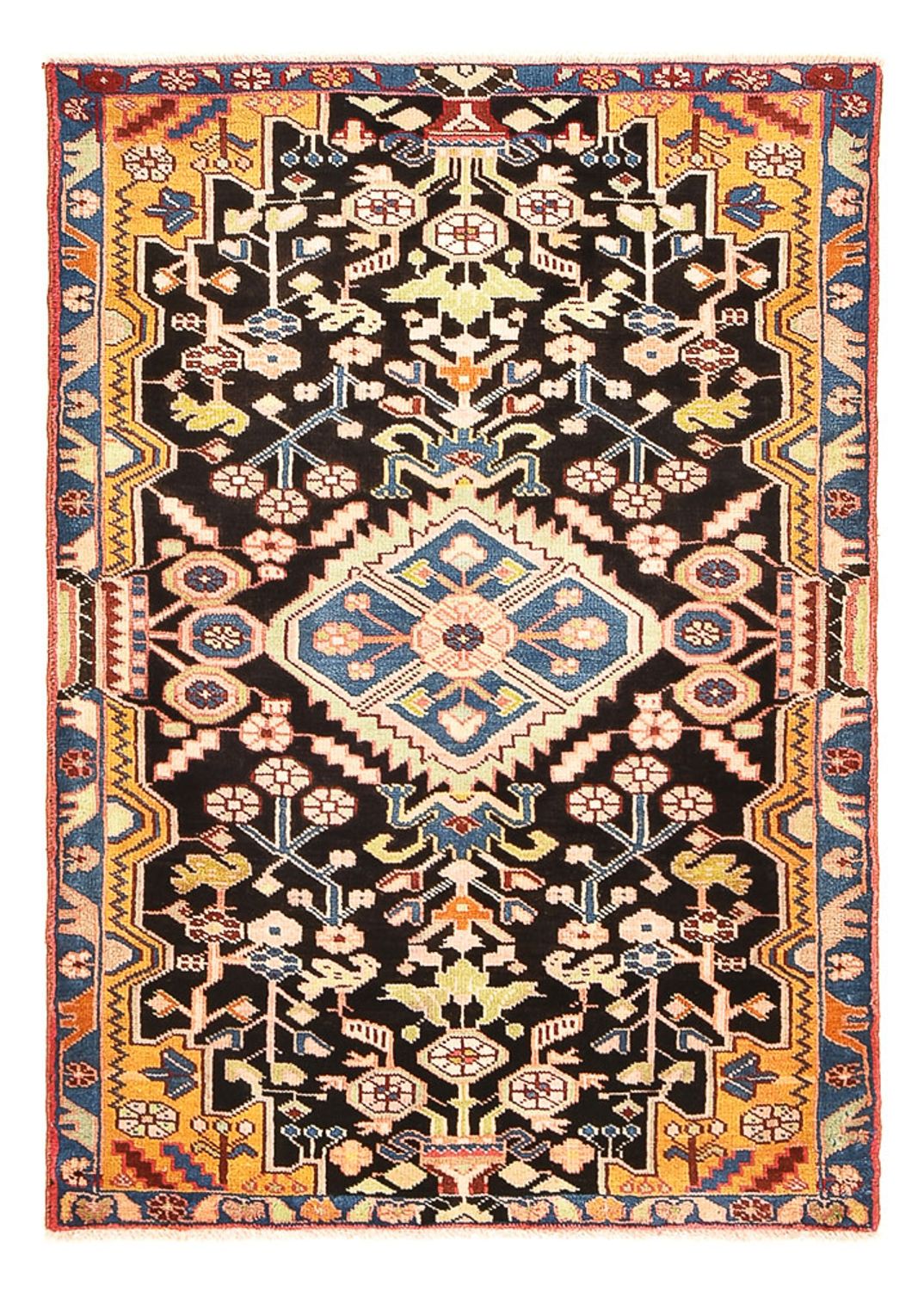 Tapis persan - Nomadic - 132 x 92 cm - bleu foncé