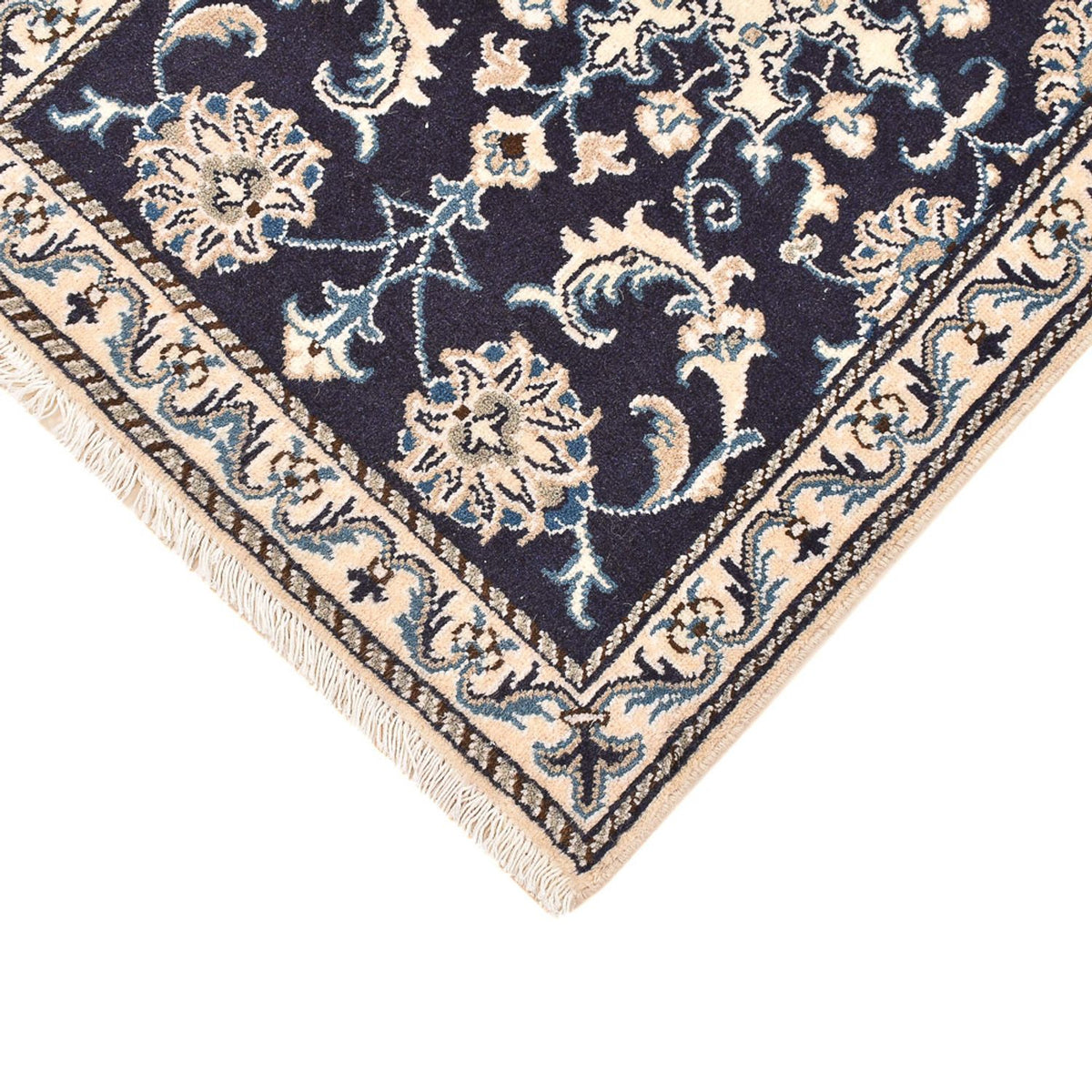 Tapis persan - Nain - 90 x 60 cm - bleu foncé