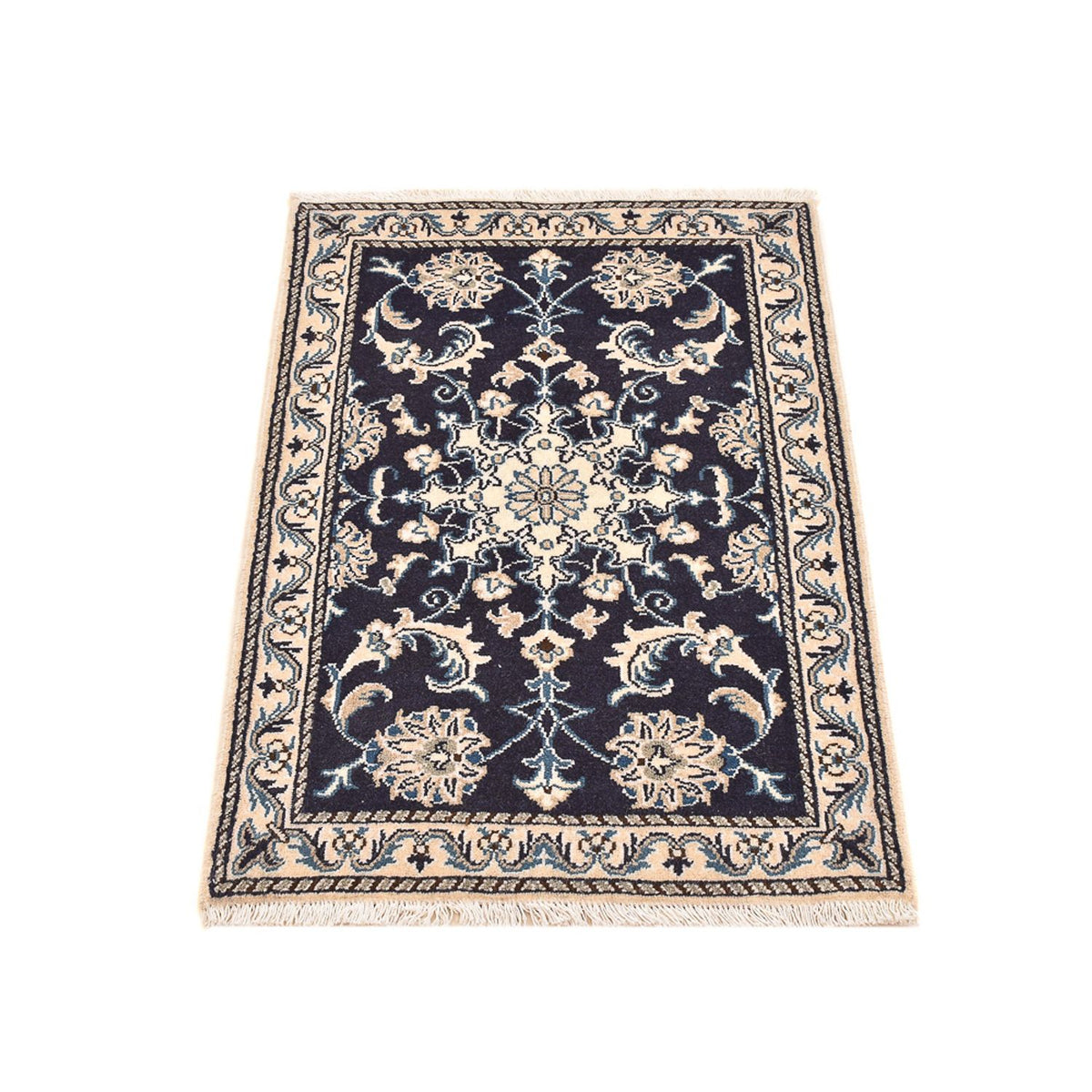 Tapis persan - Nain - 90 x 60 cm - bleu foncé