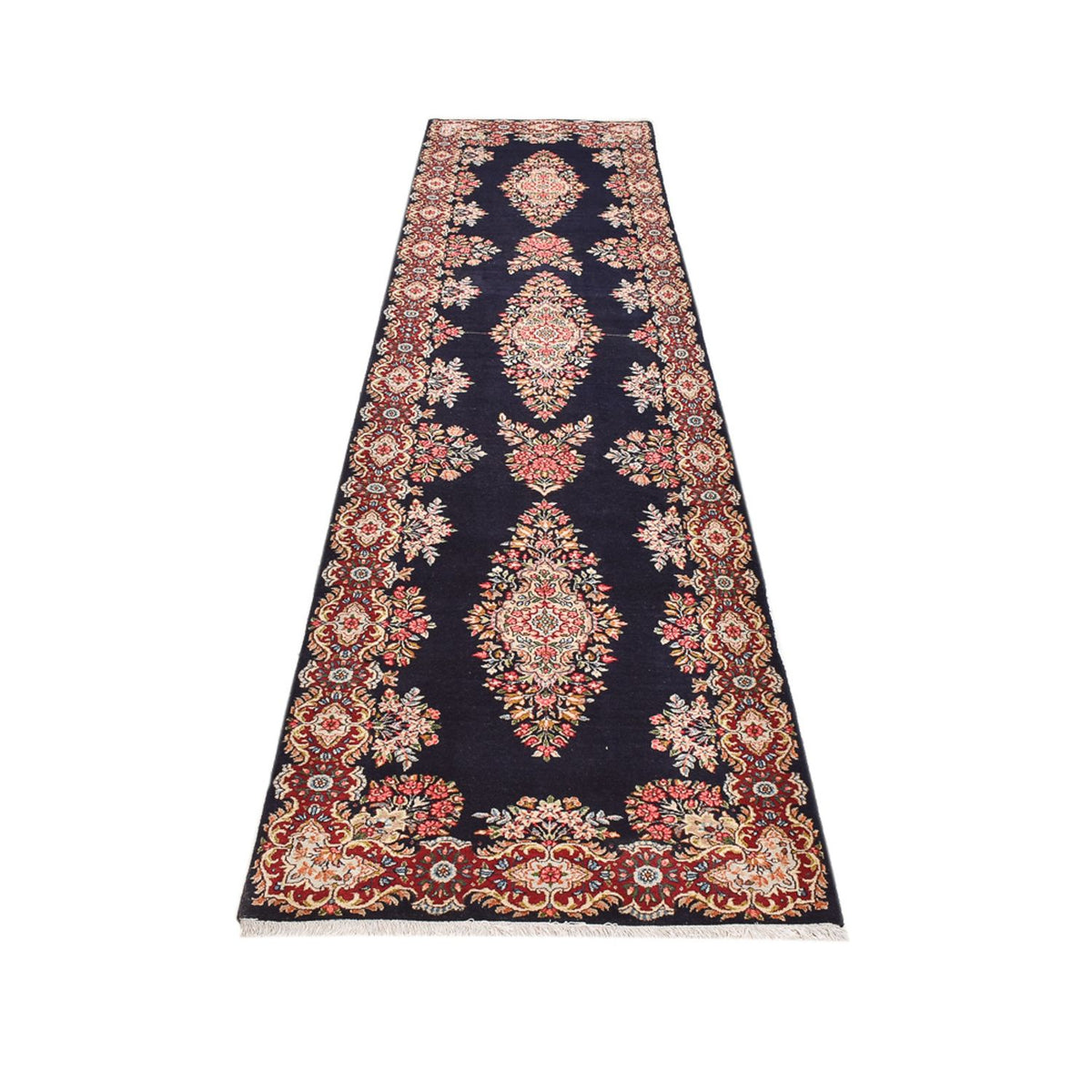 Tapis de couloir Tapis persan - Royal - 397 x 93 cm - bleu foncé