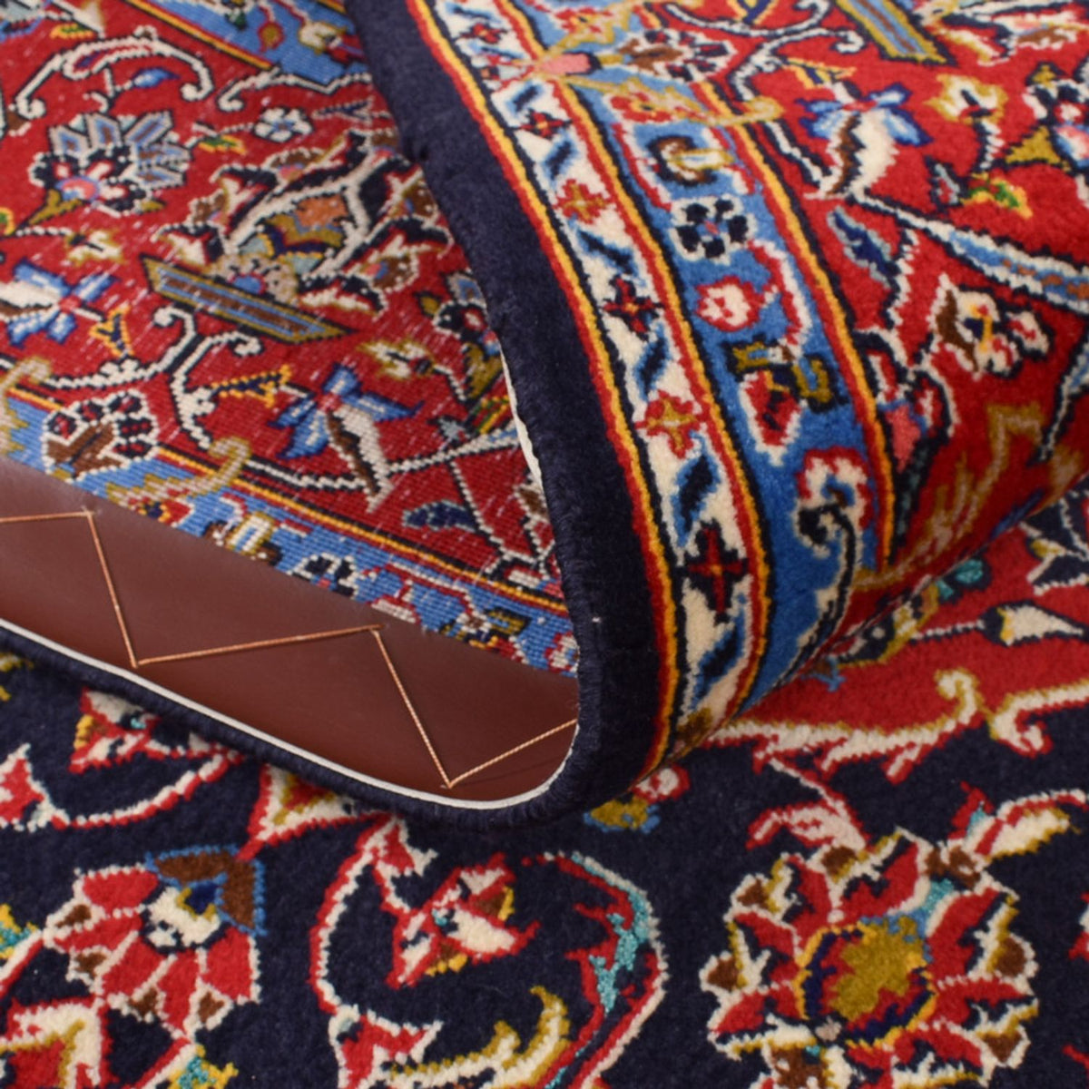 Tapis persan - Keshan - 217 x 143 cm - bleu foncé