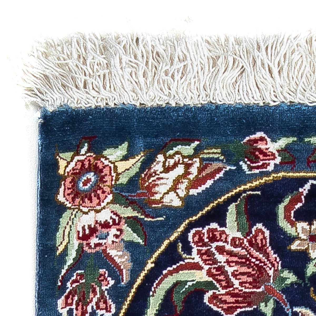 Tapis en soie - Ghom soie - Premium - 40 x 28 cm - bleu foncé