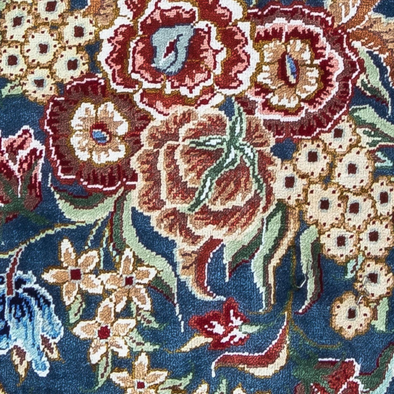 Tapis en soie - Ghom soie - Premium - 40 x 28 cm - bleu foncé