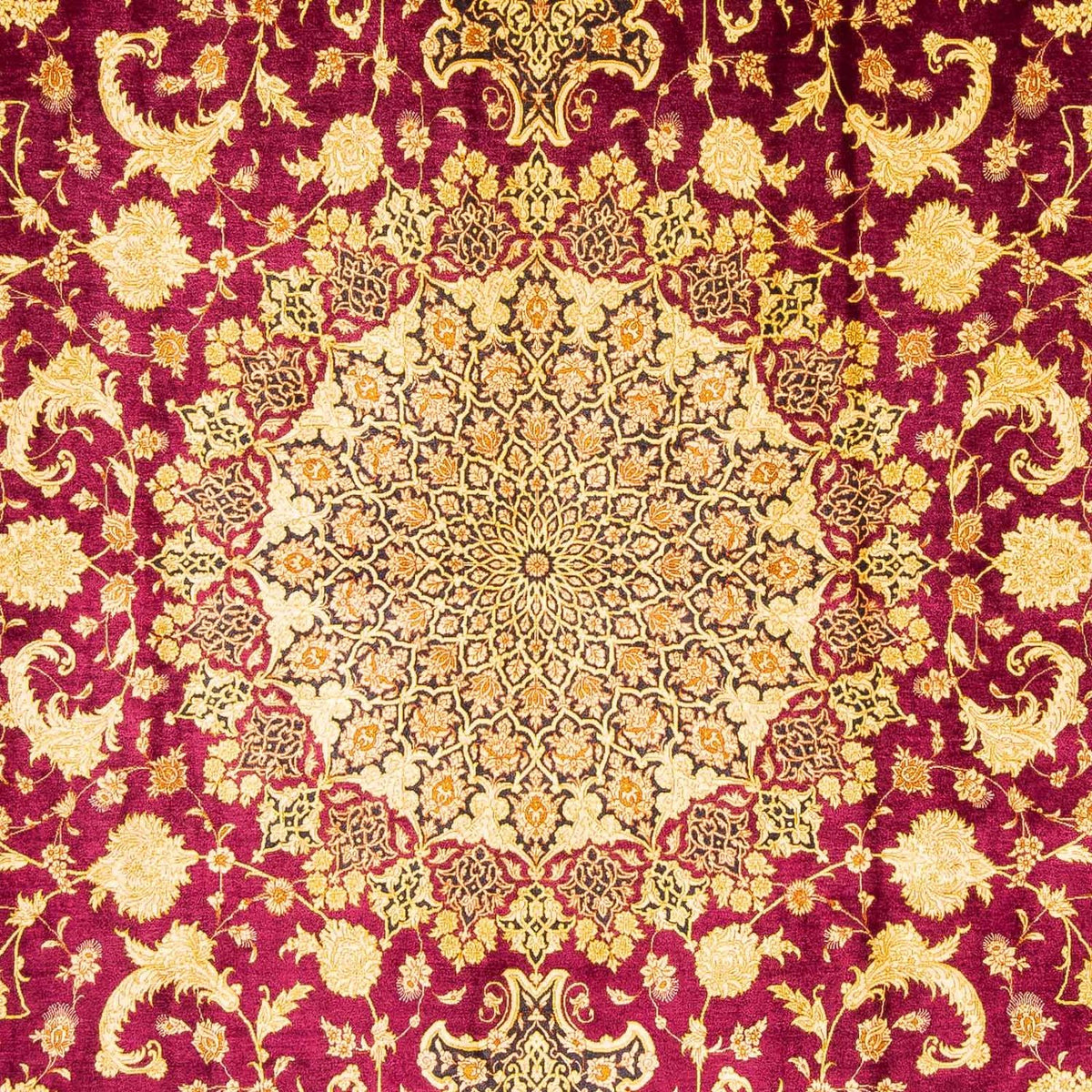 Tapis persan - Ghom - 305 x 202 cm - rouge foncé