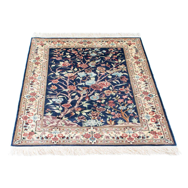 Tapis persan - Ghom - 110 x 77 cm - bleu foncé