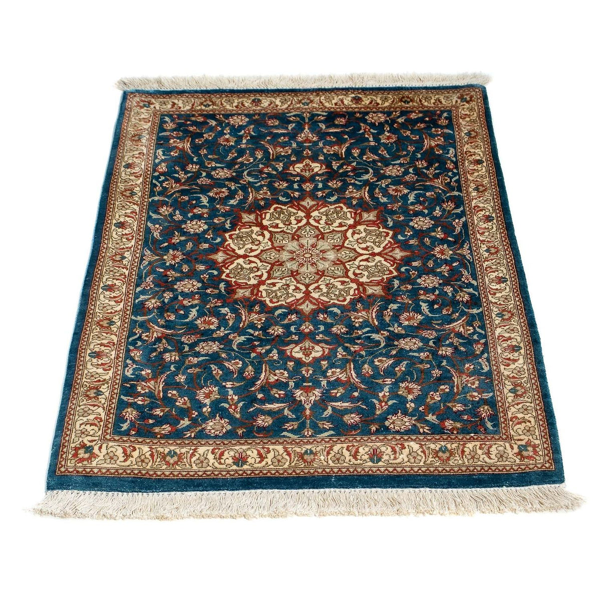 Tapis persan - Ghom - 94 x 58 cm - bleu