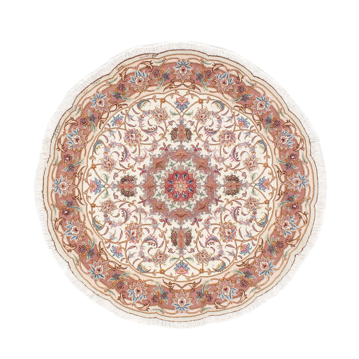 Tapis persan - Tabriz - Royal ronde - 105 x 105 cm - beige