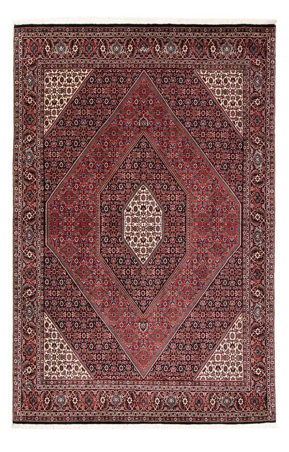 Tapis persan - Bidjar - 246 x 167 cm - rouge foncé