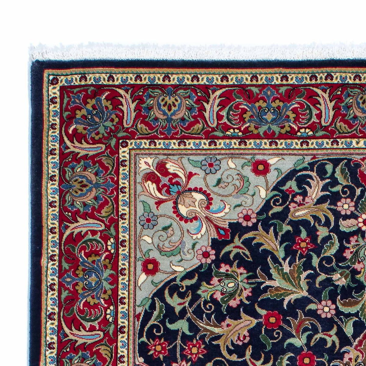 Tapis persan - Ghom - 204 x 135 cm - bleu foncé