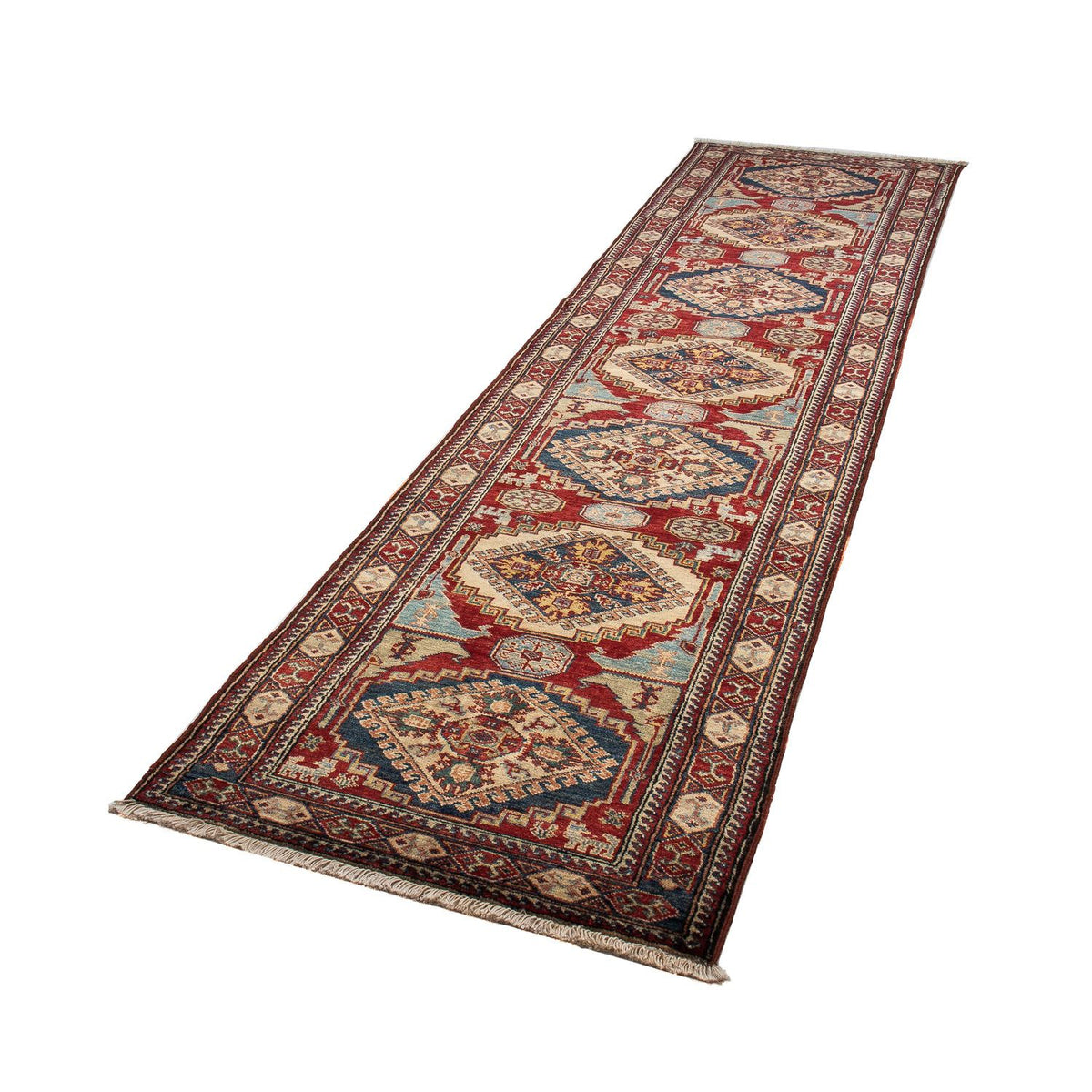 Tapis de couloir Tapis Ziegler - Kazak - 302 x 77 cm - rouge foncé