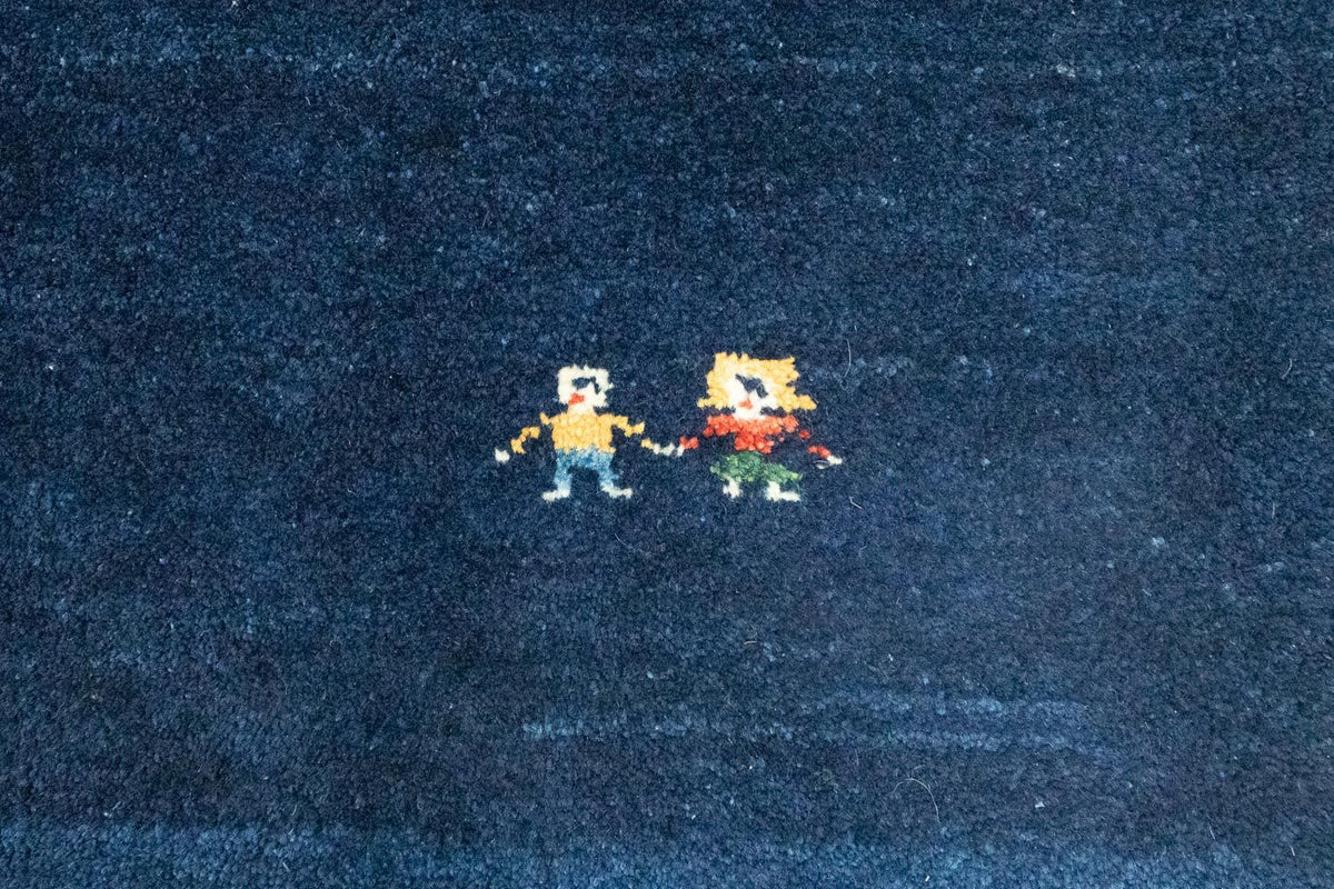 Tapis de couloir Tapis Gabbeh - Persan - 293 x 111 cm - bleu foncé