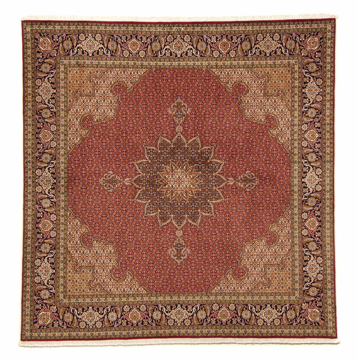 Tapis persan - Tabriz carré - 204 x 201 cm - rouge foncé