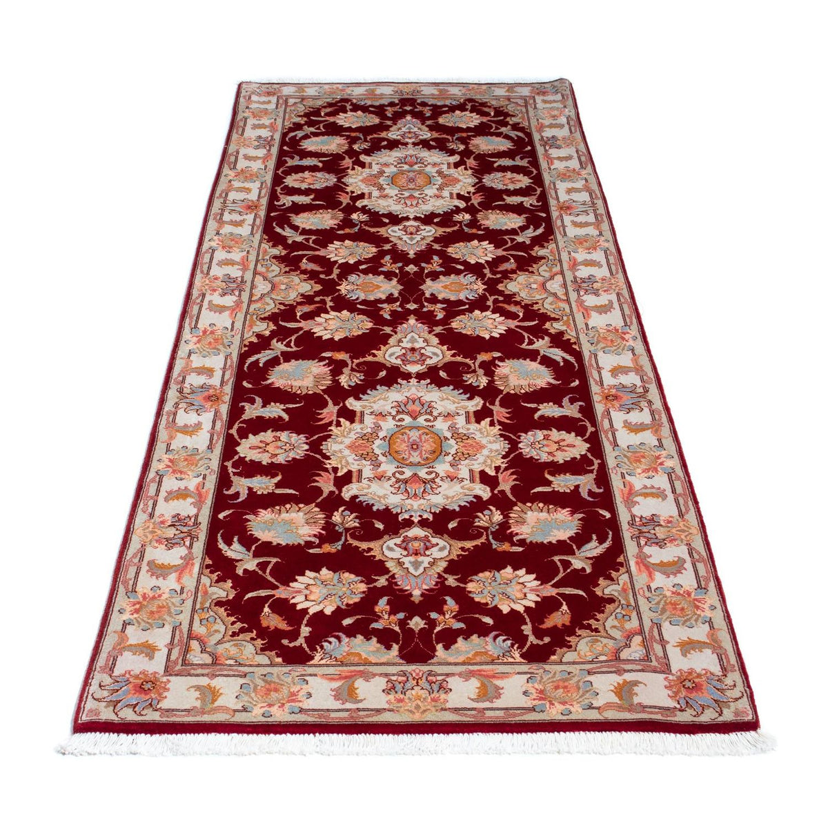 Tapis de couloir Tapis persan - Tabriz - Royal - 208 x 80 cm - rouge foncé