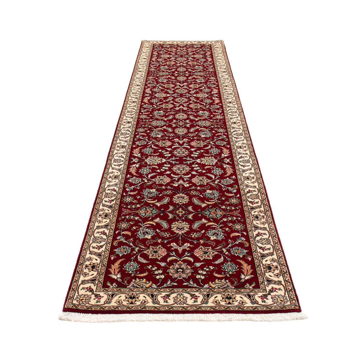 Tapis de couloir Tapis persan - Tabriz - Royal - 390 x 87 cm - rouge foncé