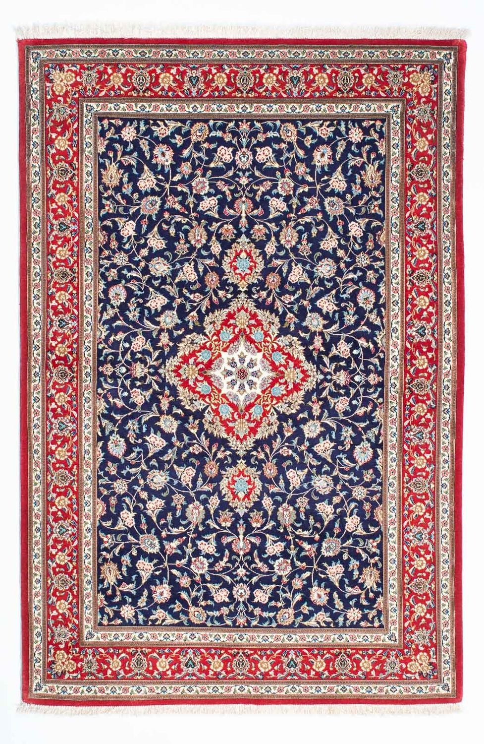 Tapis persan - Ghom - 200 x 130 cm - bleu foncé