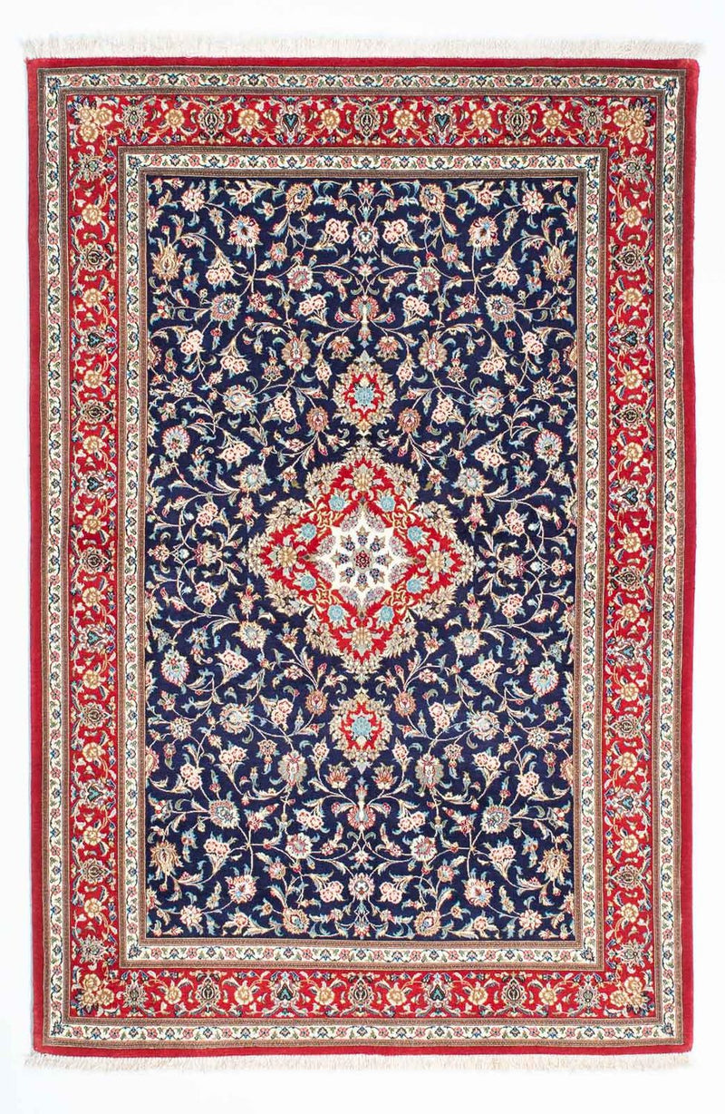 Tapis persan - Ghom - 200 x 130 cm - bleu foncé