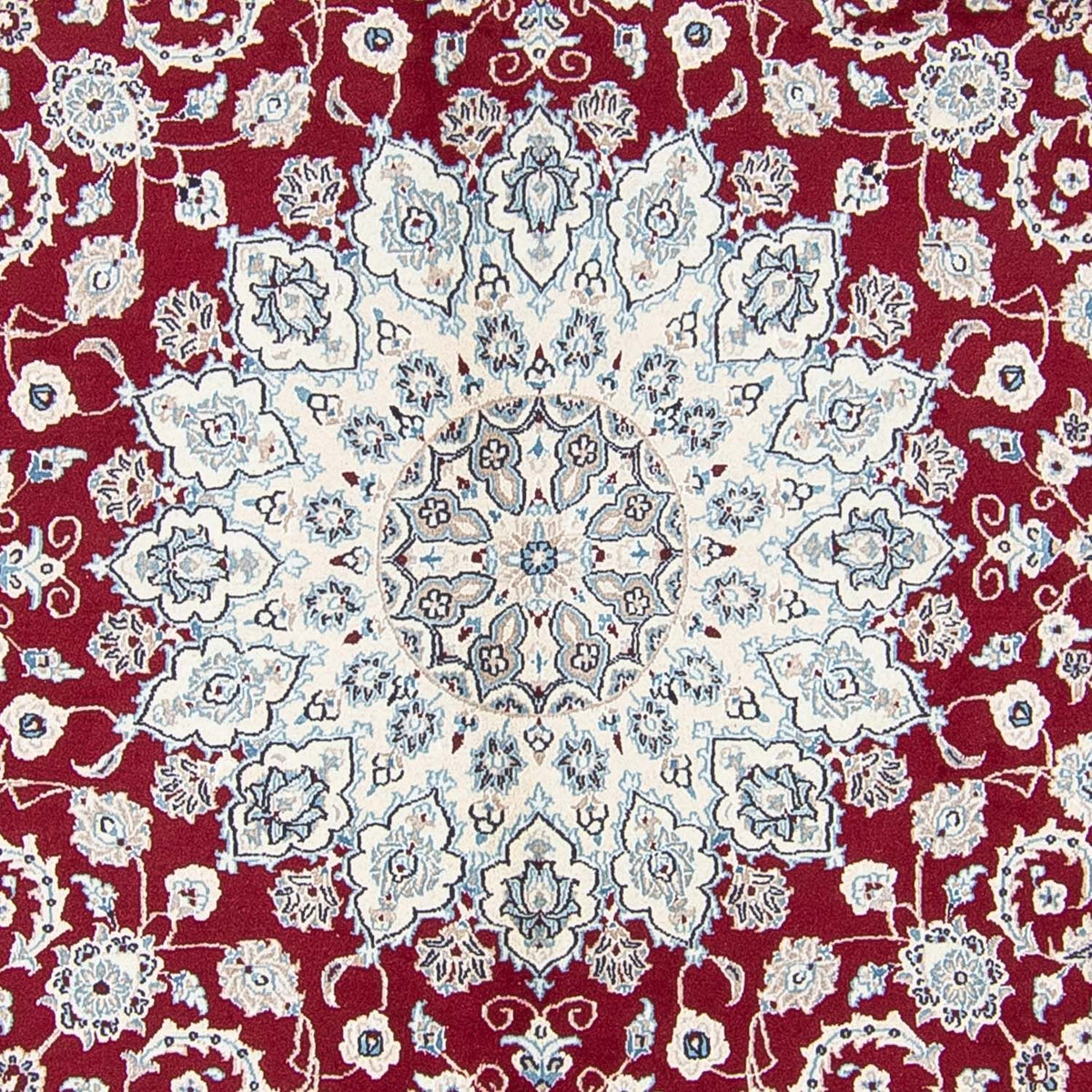 Tapis persan - Nain ronde  - 295 x 295 cm - rouge foncé