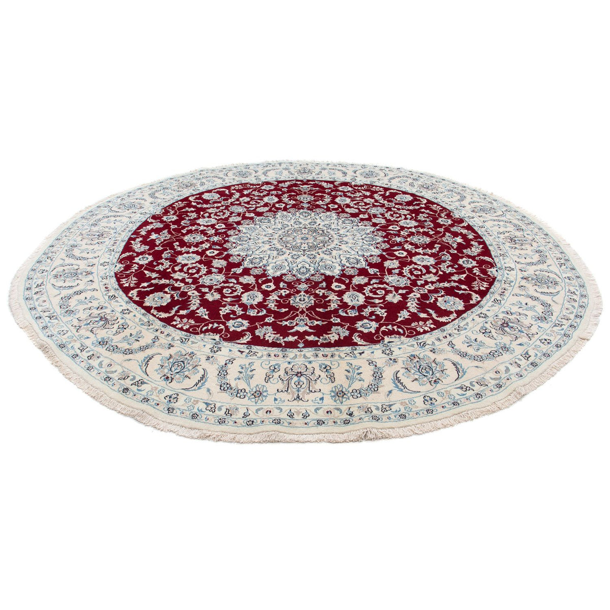 Tapis persan - Nain ronde  - 295 x 295 cm - rouge foncé