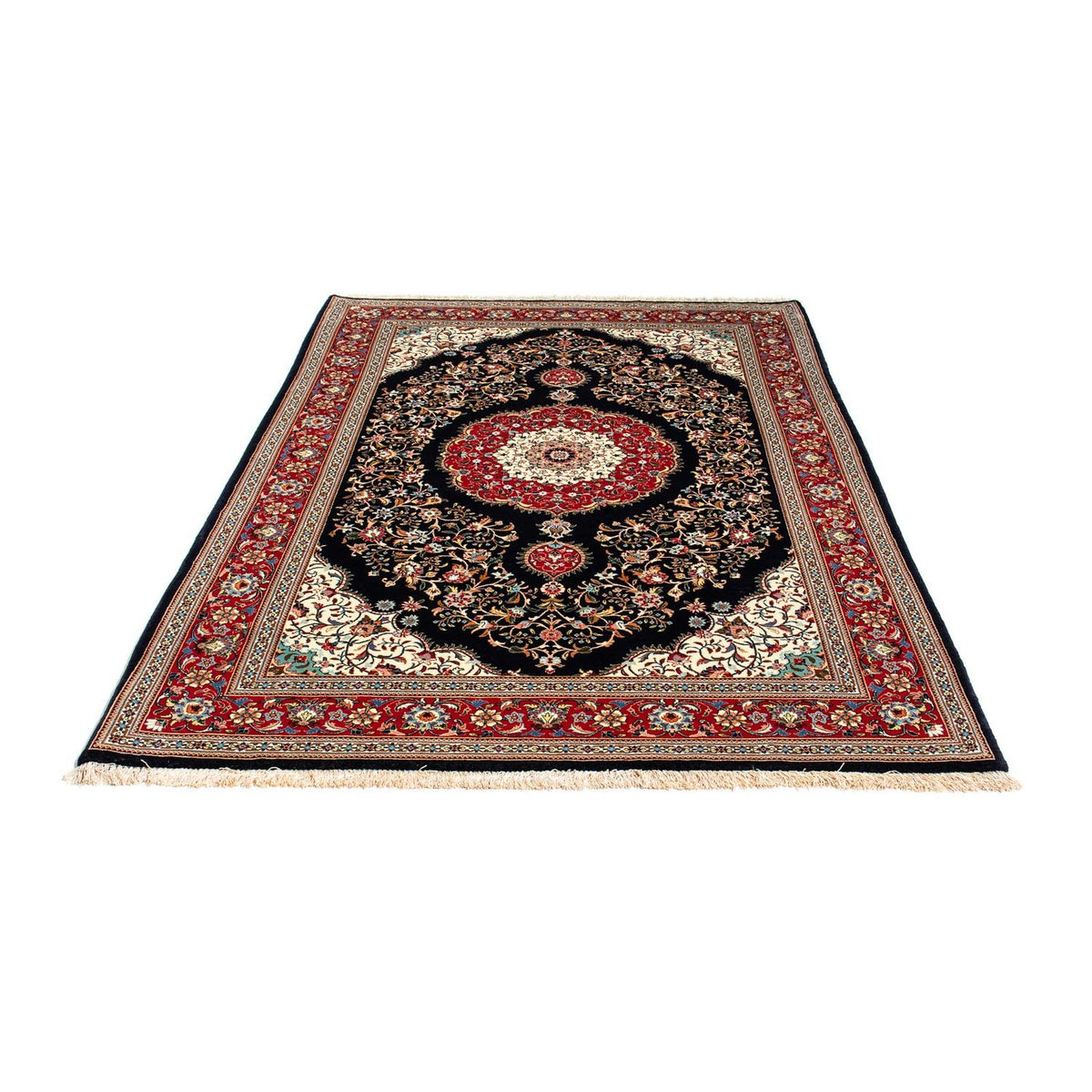 Tapis persan - Ghom - 210 x 140 cm - bleu foncé
