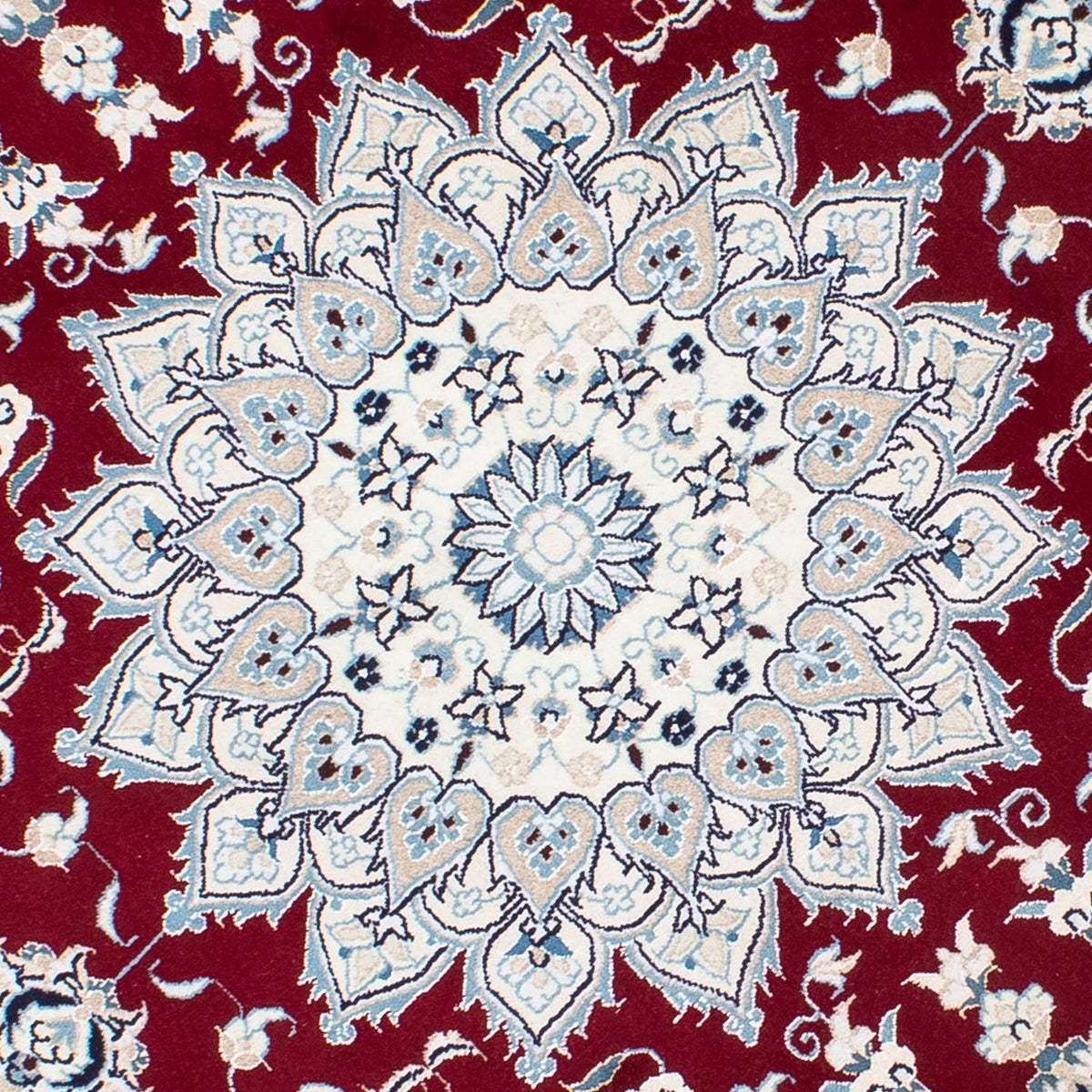 Tapis persan - Nain ronde - 252 x 252 cm - rouge foncé