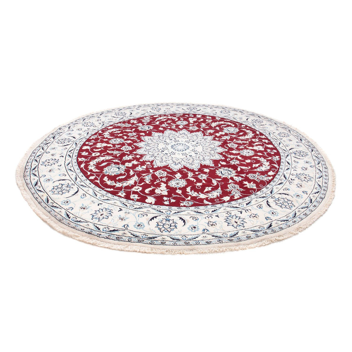 Tapis persan - Nain ronde - 252 x 252 cm - rouge foncé