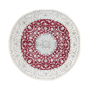 Tapis persan - Nain ronde  - 300 x 300 cm - rouge foncé